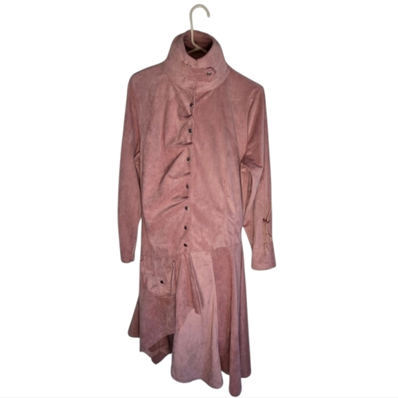 Jackets & Blazers - Cosplay Velour High Collar Snap Up Jacket Dusty Pink 19in P2P